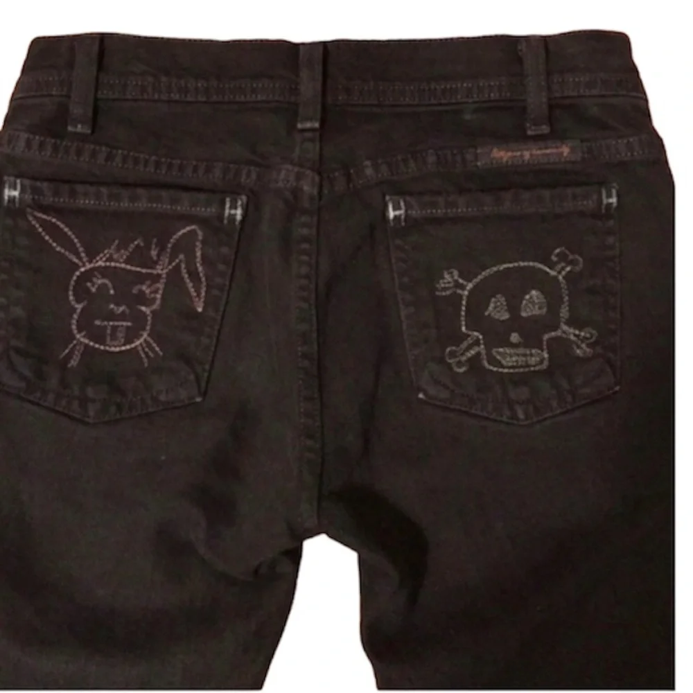 Citizens of Humanity Low Rise Skull and Bunny Jeans Black Size 25 Straight Leg